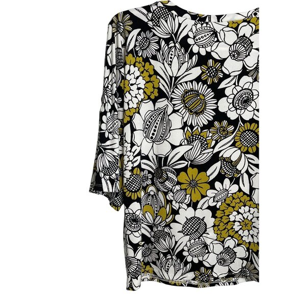 Ann Taylor Factory Floral Slit Sleeve Blouse Size Small Black Yellow Work Top - Picture 10 of 12
